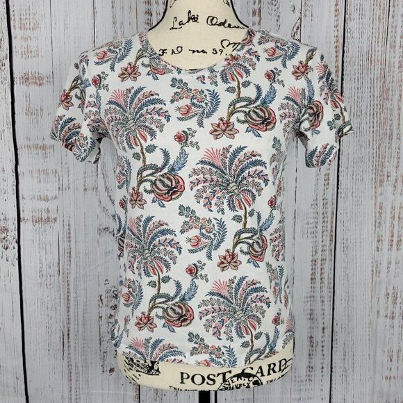 H & M Floral Paisley Crew Neck Tee Shirt - Picture 2 of 6